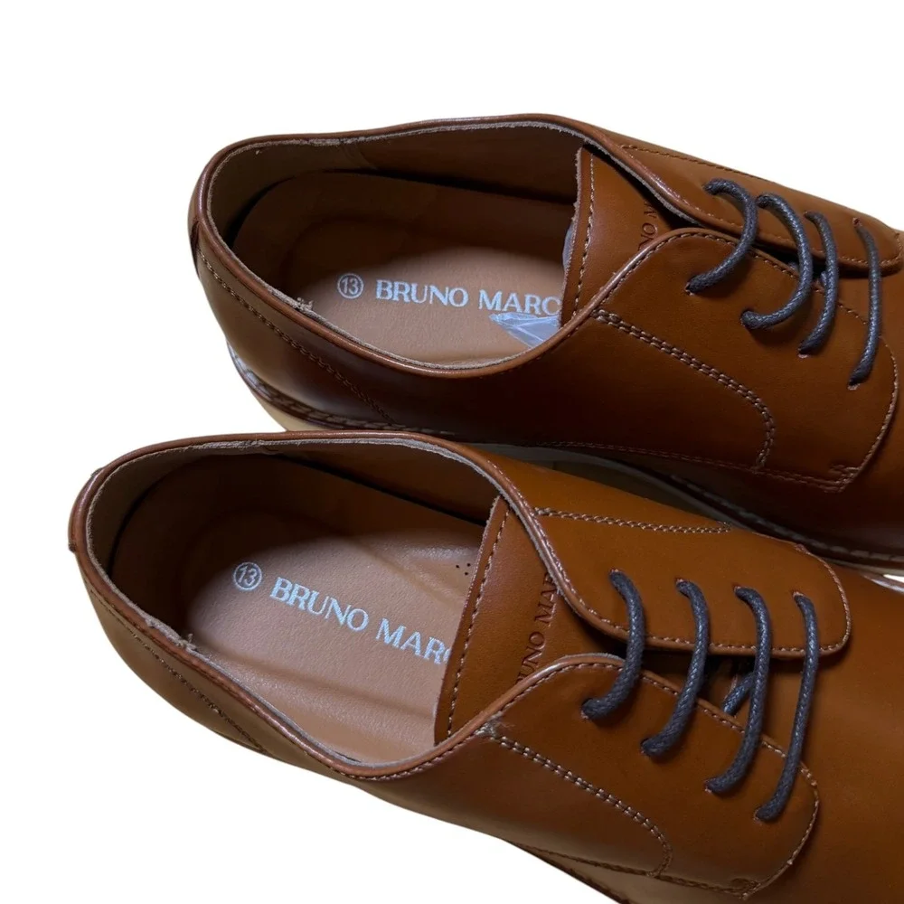 Bruno Marc Oxford Dress Shoes Men Size 13 Brown New Faux Leather Lace Up Formal